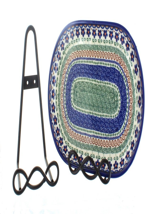 Blue Rose Polish Pottery - Black Large 8" Loop Design Plate Rack - 8" x 4.25" x 5.75" - Rack for Dinnerware